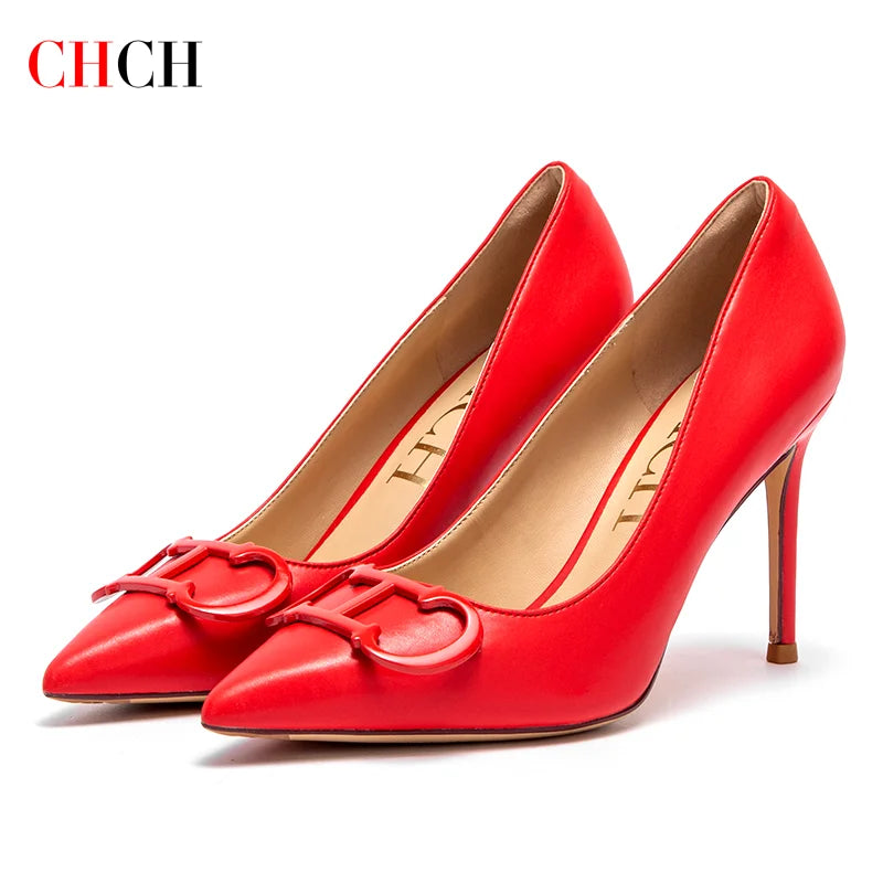 CHCH Women's High Heels New Pointed Metal Buckle Party Carnival Women's Shoes 9cm S8ddfecee23124769a5218ed4d8bba4933 Swag N Slay LTD
