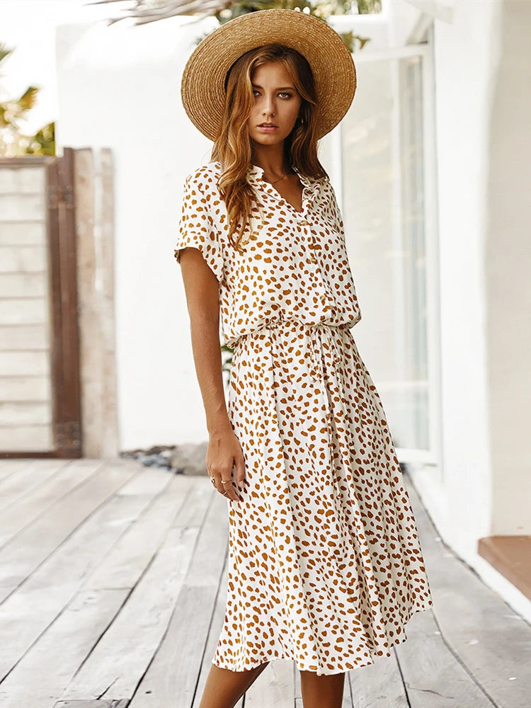 Vintage Floral Print Dress Women Boho Short Sleeve Long Dress Turn Down Collar Casual Waistband Shirt Dresses Robe 2021 Summer WHITE S916202869e854210ab390b5f8f3b7f28a Swag N Slay LTD