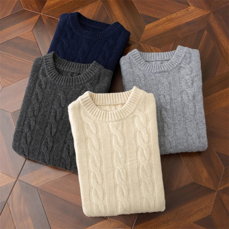 Autumn and winter new wool sweater men's round collar pure color pullover jacquard thick sweater loose cashmere sweater S93bb5199910e4b97b38f6bd32f7dee7ez Swag N Slay LTD