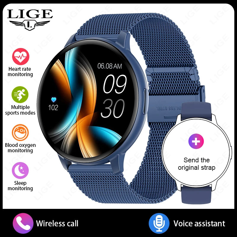 New Smart Watch Women Men Bluetooth Call Heart Rate Health Monitor 1.38'' Screen Fashion Sport Ladies Smartwatch For Android IOS mesh belt blue S96e4adb88ffc417b8e2321e88c0c0e6c4 Swag N Slay LTD