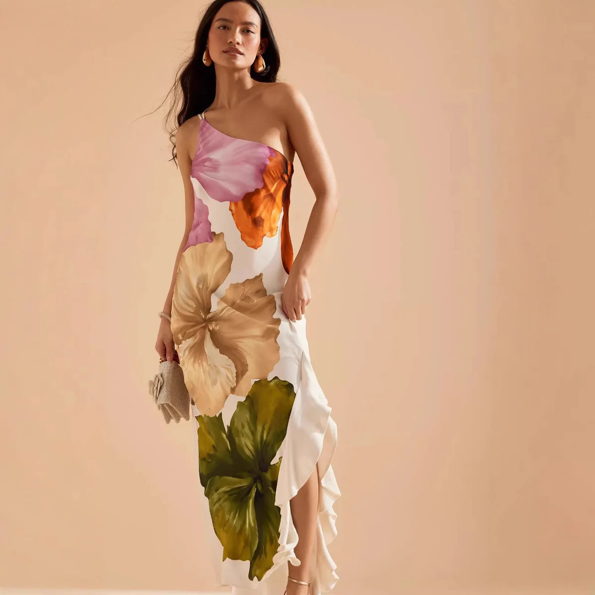 VEITCHE Fashion Women Printed Curling Edge Long Dresses Irregular One Shoulder Open Fork Gown Women Summer 2025 Party Vestidos Print S992b1cb1bb0d46d88e9363ace6090edb1 Swag N Slay LTD