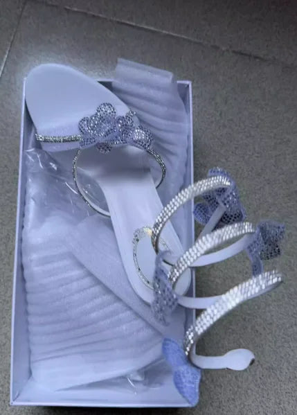 Aneikeh Sexy CRYSTAL Flower Narrow Band Ankle Strap Sandals Woman Thin High Heels Street Style Pole Dancing Ladies Shoes White 1 S9b1c29a1f03f42068b8b5aa403e879afJ Swag N Slay LTD