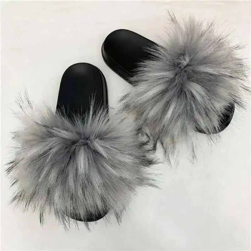 Summer Faux Fur Slippers Women Indoor Furry Fur Slides Female Plush Flip Flops Flats Sandals Casual Fluffy Slipper House Shoes Gray 1 S9becacfef43d431bbbb0f87c98e9914eu Swag N Slay LTD