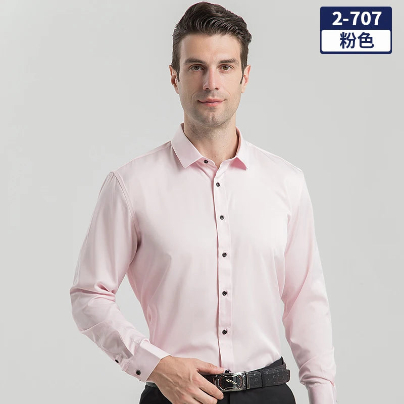 Men's long-sleeved shirt for business casual wear in spring, summer and autumn. Pure color, simple design, trendy and versatile. 2 S9c70525e921e495fb07c6b3b0a9072e1M Swag N Slay LTD