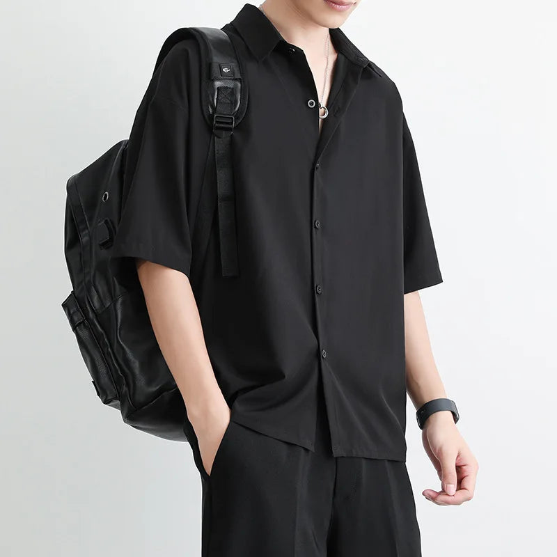 1pcs Summer Thin Men Short Sleeve Shirt Man Ice Silk Loose Style Shirt Male Fashion Casual Lapel Button-down Shirt Men Top S-3XL S9d54cf56d7294a4cb03e2f26951244fet Swag N Slay LTD