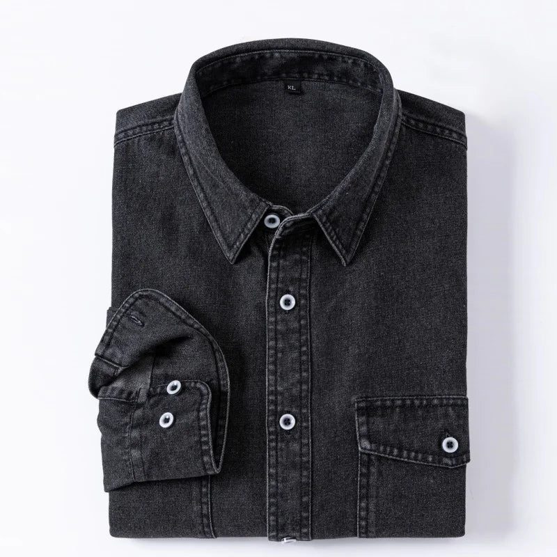 Daily Pure Cotton Double-pocket Denim Shirt Wrinkle-free Men's Casual Sports Top Trendy Comfortable Collared Shirt Men Black S9df524b303894468919fed04fec4ad810 Swag N Slay LTD