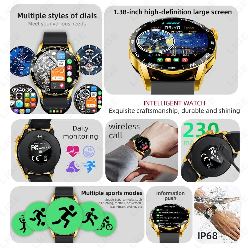 New LIGE Smart Watch Wireless Call Weather Forecast Magnetic Charging Waterproof Music Control Men smart watch For Android IOS S9f1c8467ed144fe0856e305bbd8c7b60A Swag N Slay LTD