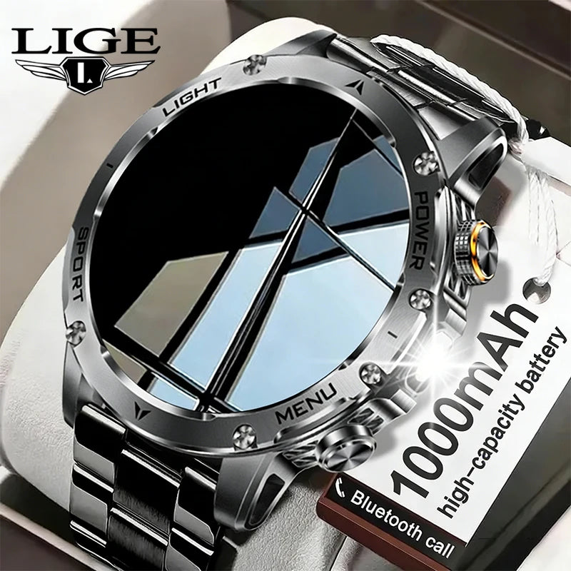 LIGE New Outdoor 1000mAh Smart Watch Men AMOLED Screen LED Flashlight Heart rate Waterproof Bluetooth Call Sports Men SmartWatch Sa27876c253734cc5829e99a6e666777cY Swag N Slay LTD