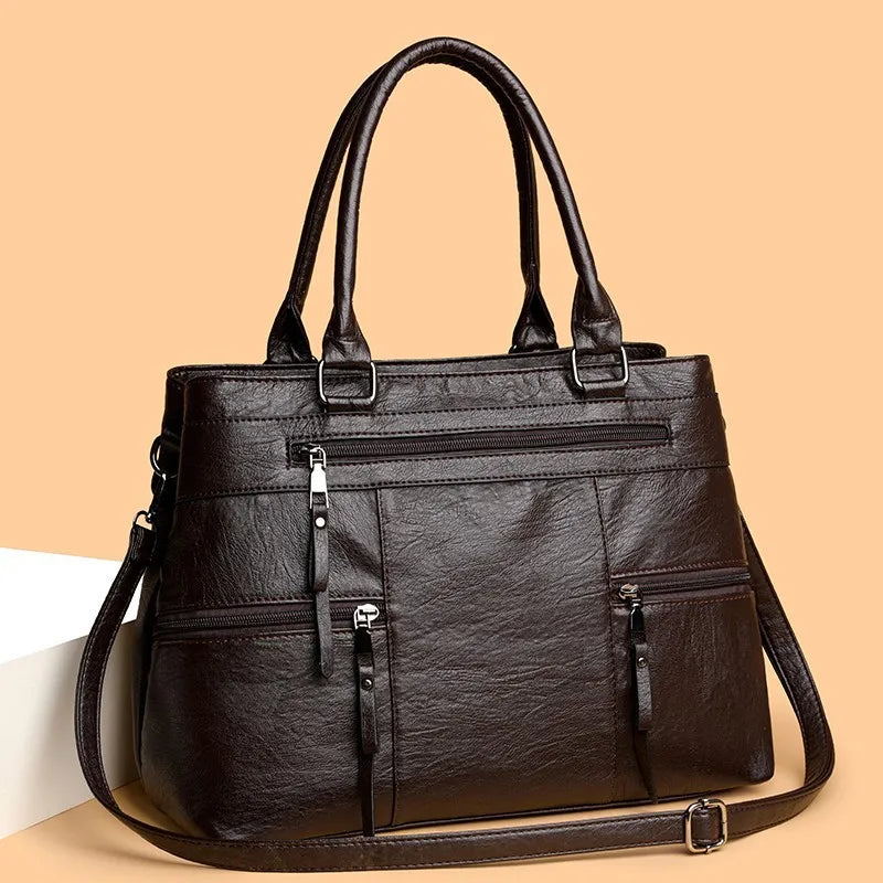 Stylish Large Capacity Soft Leather Tote Bag for Women Elegant Crossbody Shoulder Bag Commuter Handbag Dark Brown 36x15x26cm Sa2ca882699144b6ca1559c47b8fba558M Swag N Slay LTD