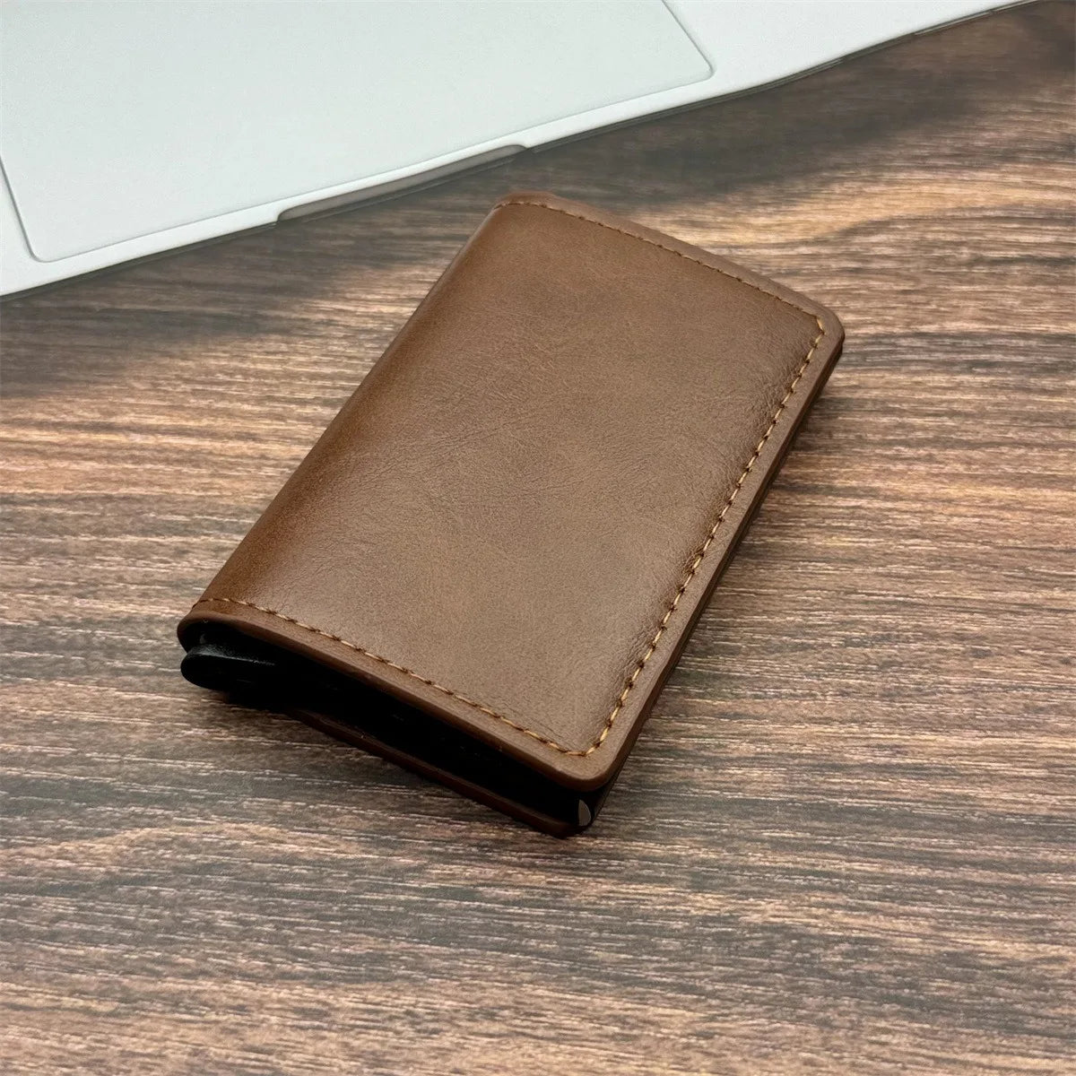 Men and women Minimalist RFID Blocking Wallet-Automatic Pop-up Metal Credit Card Holder,Zipper Coin Purse Business Card Wallet Dark brown Sa2e0f26890ee47a78acbab0a5d5d64a1x Swag N Slay LTD