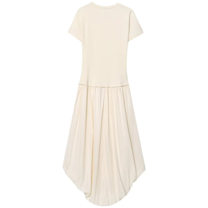 HXAO Womens Dresses Off White Balloon Dress Summer 2025 Ruffled Short Sleeve Long Dresses Knit Patchwork Elegant Gowns Vestidos Sa889ecc1f66c4f698deb5ab22aafcf9ck Swag N Slay LTD