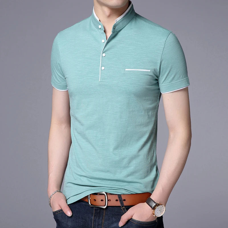2025 New Fashion Brand Polo Shirt Men's Summer Mandarin Collar Slim Fit Solid Color Button Breathable Polos Casual Men Clothing Saa965afca90a49c6b9fa67abb8652cb6A Swag N Slay LTD
