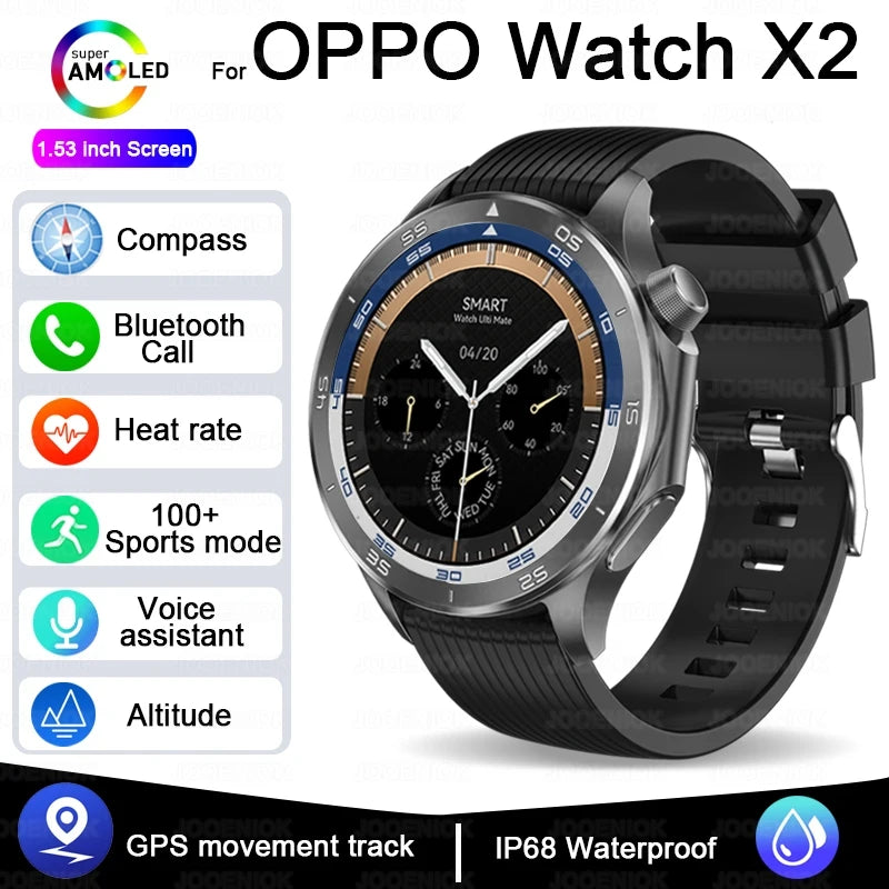 For OPPO Watch X Smart Watch Men High-end Business Men Bluetooth Call IP68 Waterproof Fitness Tracker Smartwatch Man 2025 New Black Saaeb950d9c4640028f81c36c2731a105m Swag N Slay LTD
