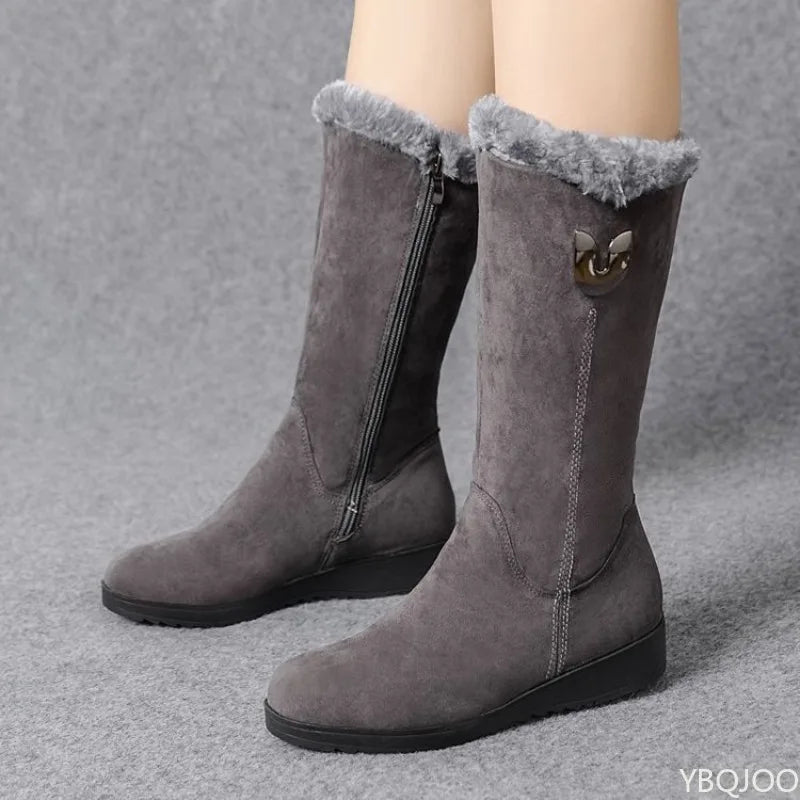Winter versatile snow boots women's thick fashionable women's boots anti slip warm leisure comfortable side zipper cotton boots GRAY Sae2dc74ac7174d4dbacd09c060bfac8bW Swag N Slay LTD