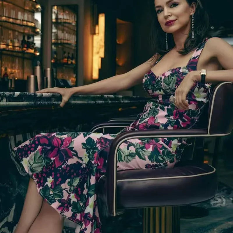 HXAO Womens Print Slip Dresses Summer 2025 Elegant Party Evening Dresses Fruit Print Sleeveless Backless Vestidos Floral Dresses Sb00a6bc3d0664fd9b435fa1a93703af50 Swag N Slay LTD