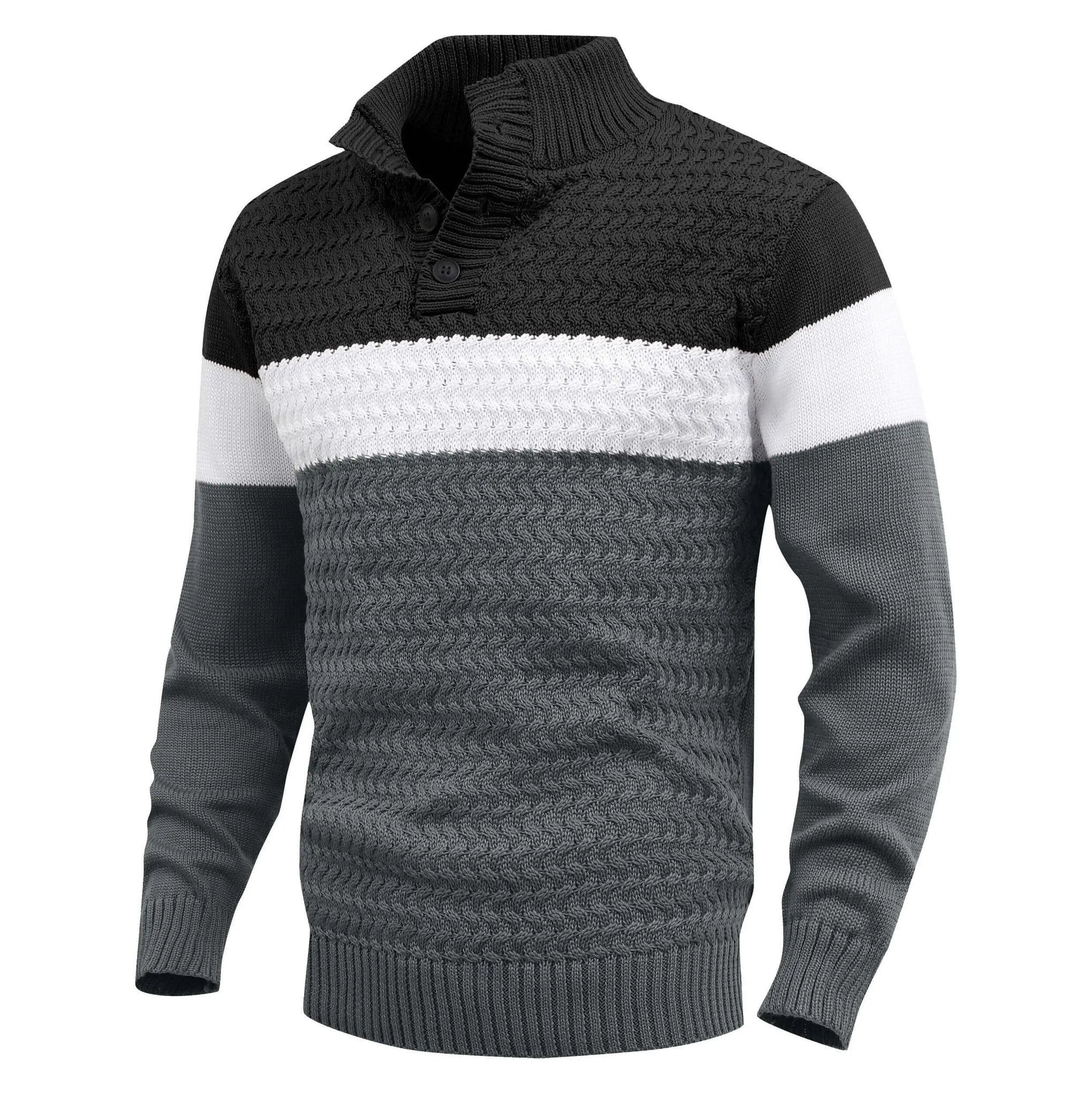 Men's Tri-Button Pullover Sweater Mock Neck Lightweight Casual Fashion Knitted Henley Sweater BlackWhiteGray Sb2a5cdef176443edb24b1f776ee1f3541 Swag N Slay LTD