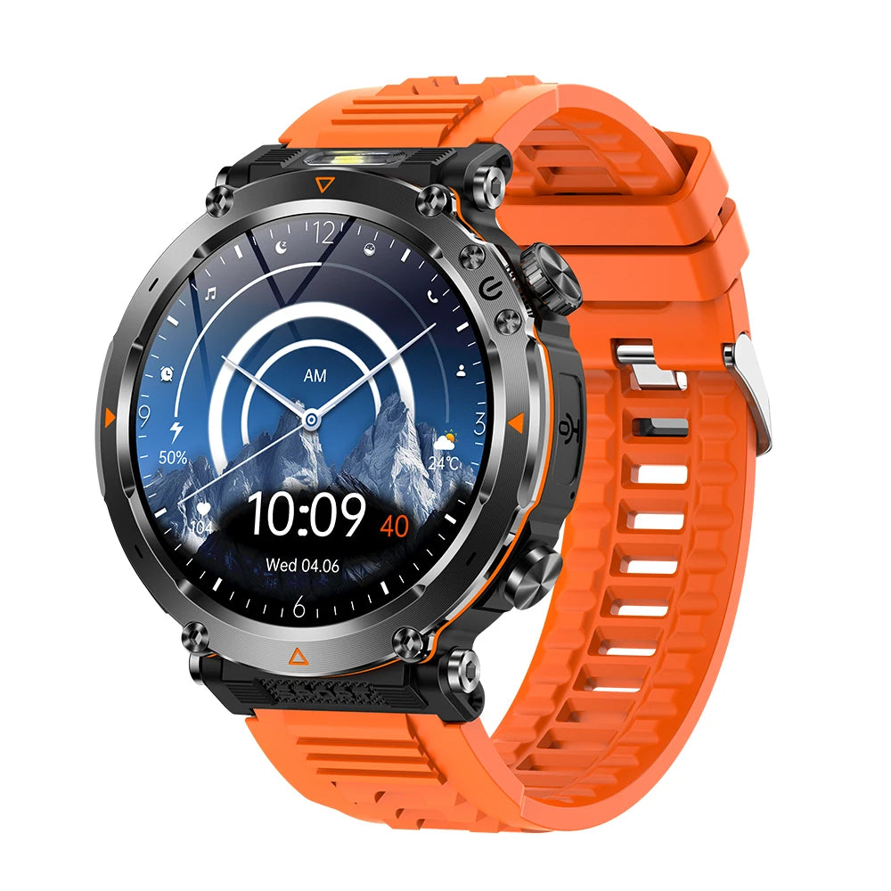 MEVADEN 1.7" Large Screen Outdoor Sports Compass Smart Watch Bluetooth Call Flashlight 600mAh Health Monitor Smartwatch MD57 Silicone Orange Sb7fca060c82b499c96b6d29a45da7903y Swag N Slay LTD