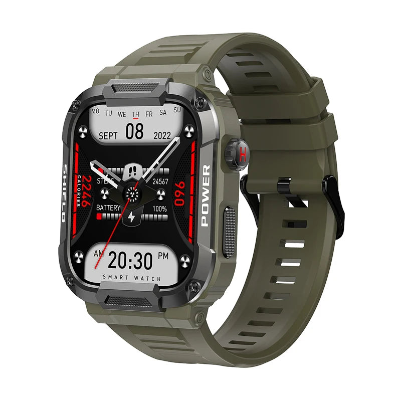 Military Smart Watch for Men 1.85'' HD 400mAh Battery100+ Sports Watch Bluetooth Call Outdoor Rugged Smartwatch for Android iOS Green Sbd54fdc07b4f446badad79af88a5d054y Swag N Slay LTD