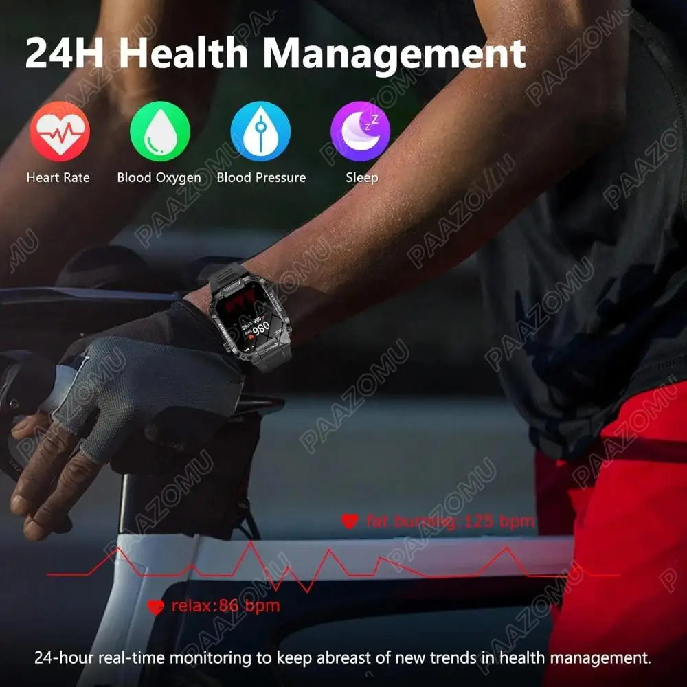 Military Smart Watch for Men 1.85'' HD 400mAh Battery100+ Sports Watch Bluetooth Call Outdoor Rugged Smartwatch for Android iOS Sbd5ed620004c4949bb2499f32104668e4 Swag N Slay LTD