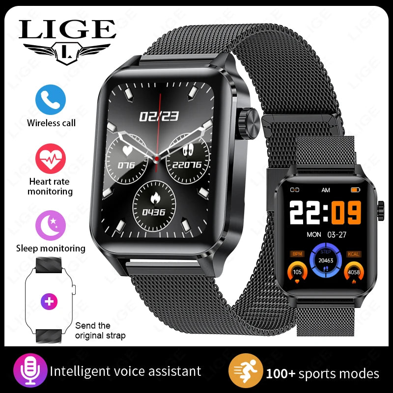 LIGE Men’s Smart Watch Fashion Sports Bracelet Fitness Tracker Health Monitor Bluetooth Call Women's Smartwatch Local Shipping Black Mesh United States Sbe86bae3306f48ffadf2577c198ff782J Swag N Slay LTD