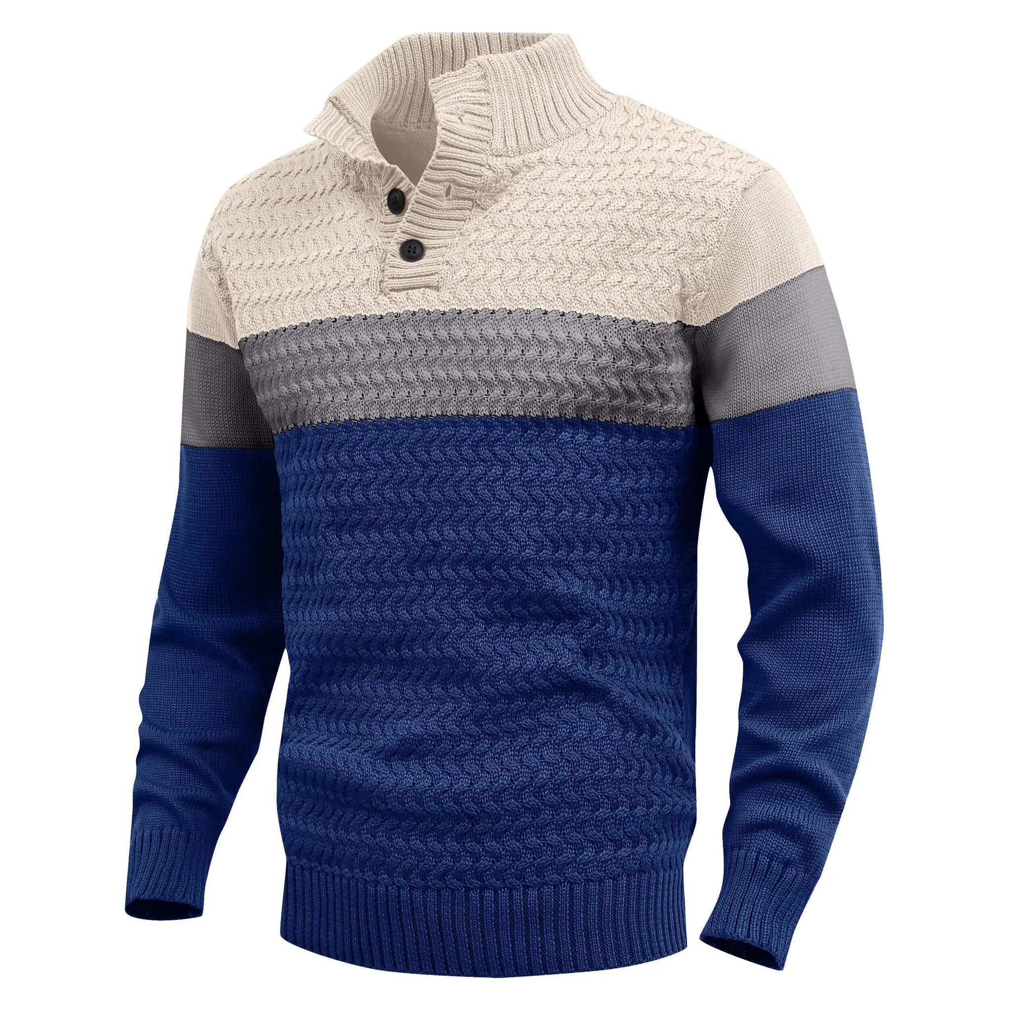 Men's Tri-Button Pullover Sweater Mock Neck Lightweight Casual Fashion Knitted Henley Sweater KhakiGrayBlue Sbe8f1a9abf204f5a92b5e9df7913cc1cy Swag N Slay LTD
