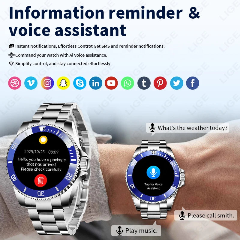 New LIGE Smart Watch Bluetooth Calling 1.27'' Screen Answer Call IP68 Waterproof Sports Digital Business Luxury watches for men Sbffd6b7da45a4455820f5a5b66e9d543H Swag N Slay LTD