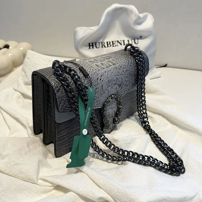 Crocodile Pattern Underarm Bag Dionysus Handbag Texture Niche Chain Slung Shoulder Bag Explosions Fashion Trend Small Square Bag grey (20cm<Max Length<30cm) Sc306902965d54934bdae62f264b85c6fS Swag N Slay LTD