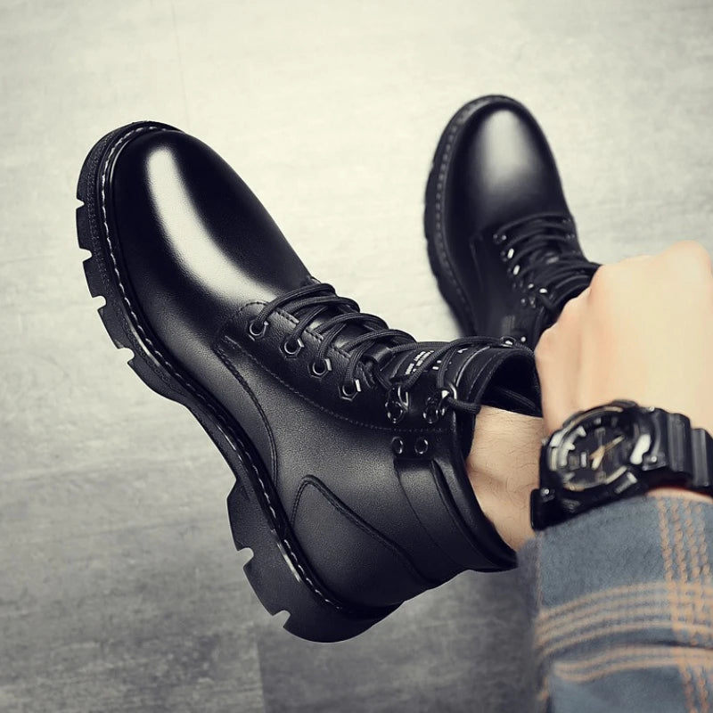 Ankle Boots for Man PU Leather Men's Sports Shoes Autumn Winter Comf High-top Timberland Boot Casual Outdoor Men Motorcycle Boot Sc46f80decef1419ca509ce07d5a4c168O Swag N Slay LTD