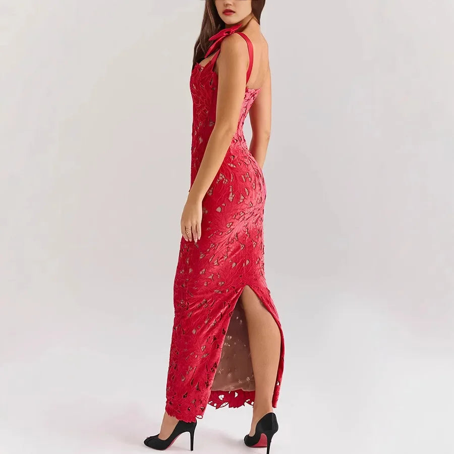Women's Fashion Sleeveless Lace Bow Straps Maxi Dresses Vacation Outfits Bodycon Hip Wrap Dress Slim Long Robes Party Gowns Sc52e33cebddb46068c1d96f0f052e022O Swag N Slay LTD