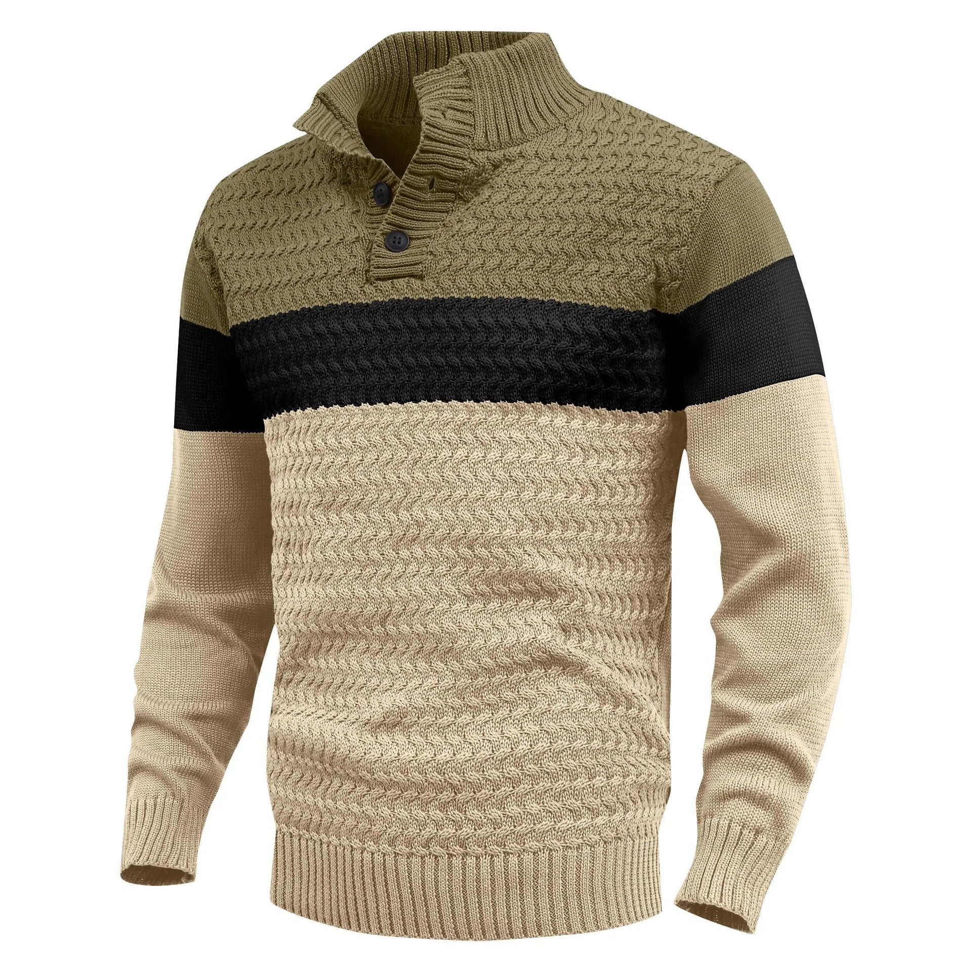 Men's Tri-Button Pullover Sweater Mock Neck Lightweight Casual Fashion Knitted Henley Sweater GreenBlackKhaki Sc5b84a2ad0bd44fd8cadf6916a83104dA Swag N Slay LTD