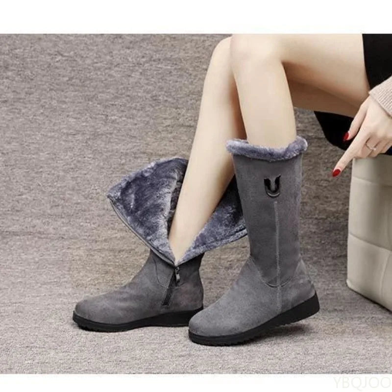 Winter versatile snow boots women's thick fashionable women's boots anti slip warm leisure comfortable side zipper cotton boots Sc6386c249ee94dbcb9b3163d94b0d07fI Swag N Slay LTD