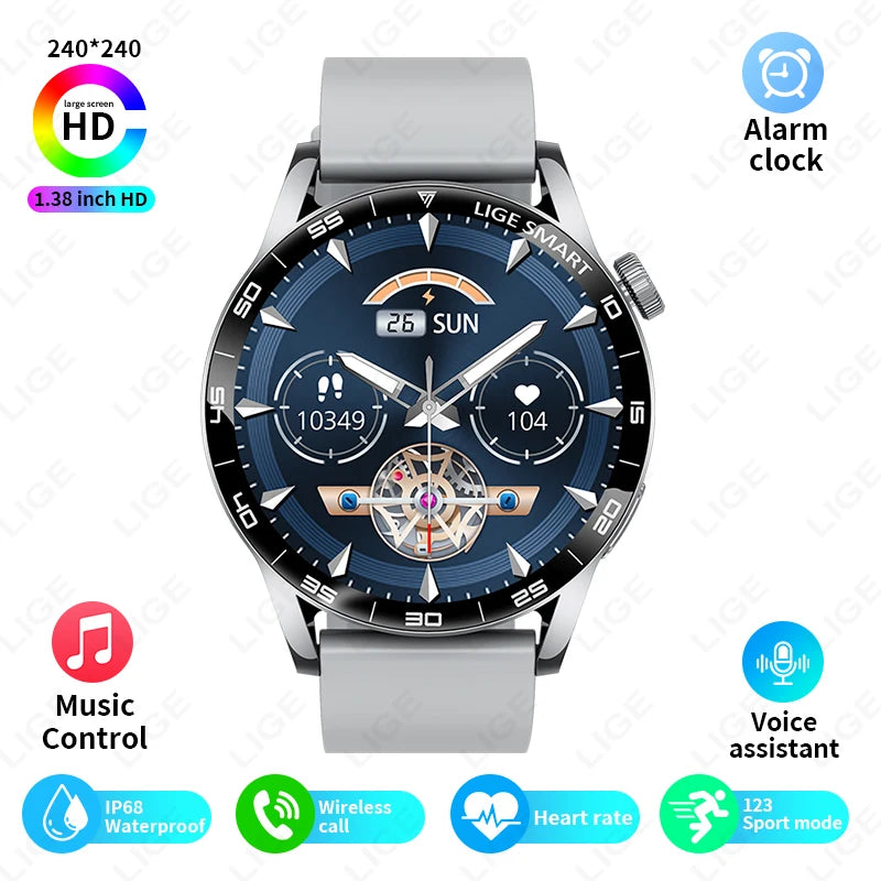 New LIGE Smart Watch Wireless Call Weather Forecast Magnetic Charging Waterproof Music Control Men smart watch For Android IOS Grey Silicone Sc949d32b398a4de398804ca1c2b27b30n Swag N Slay LTD