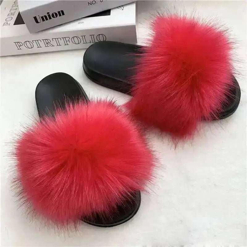 Summer Faux Fur Slippers Women Indoor Furry Fur Slides Female Plush Flip Flops Flats Sandals Casual Fluffy Slipper House Shoes Red Scb61559471714ac0acf967c1c7486e963 Swag N Slay LTD