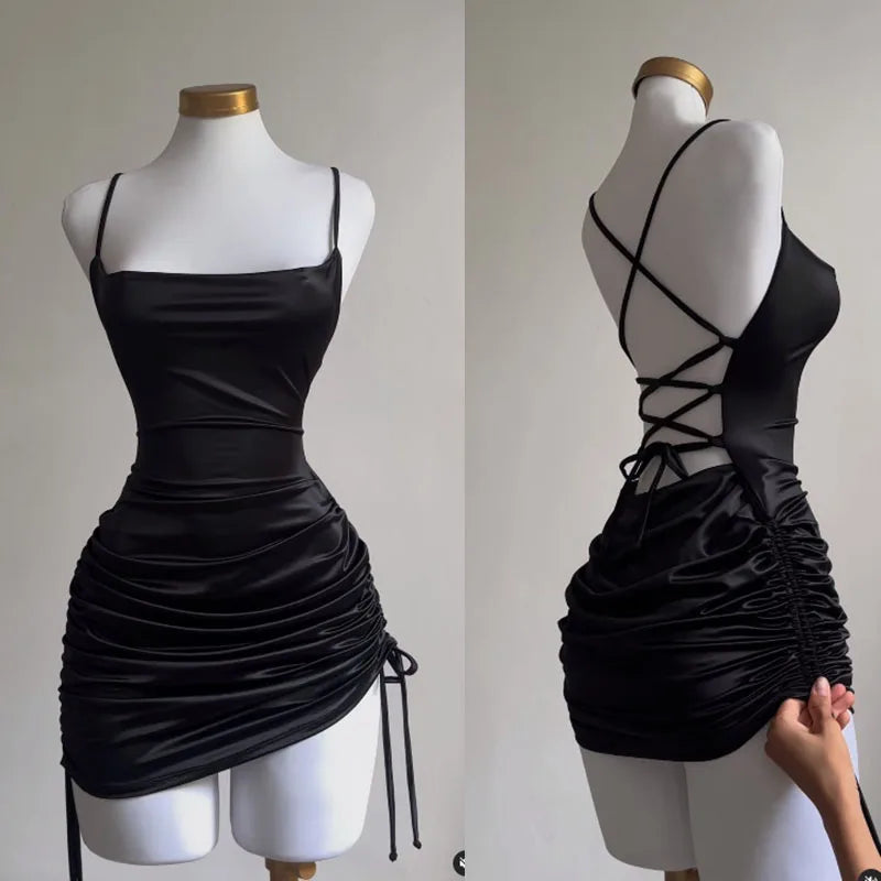 Sexy Sleeveless Backless Bodycon Mini Dress Women Summer Satin Lace Up Party Club Dresses Streetwear Evening Black Y2K 2025 Robe Scba5e9ae95bc403ebfe21be85a10d3b3Q Swag N Slay LTD