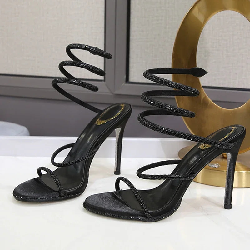 Eilyken Fashion Style Crystal Diamond Ankle Strap Women Sandals Sexy Open Toe Thin High Heels Nightclub Banquet Party Shoes Black 1 Scc068f76dfc5432fbee21adf77a70edbH Swag N Slay LTD