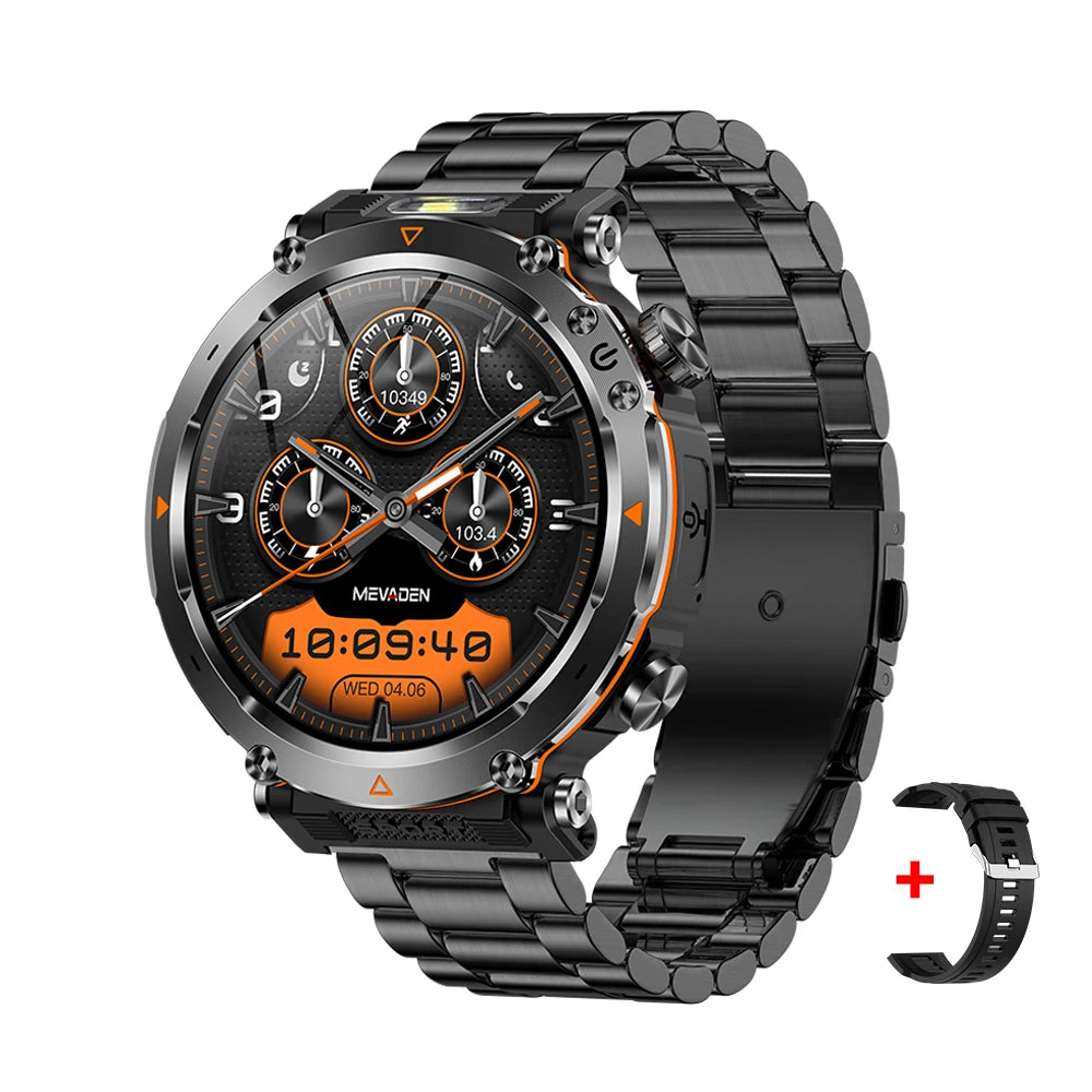 MEVADEN 1.7" Large Screen Outdoor Sports Compass Smart Watch Bluetooth Call Flashlight 600mAh Health Monitor Smartwatch MD57 Steel Black Scc0c78c7799344abb75389df36f3659d5 Swag N Slay LTD