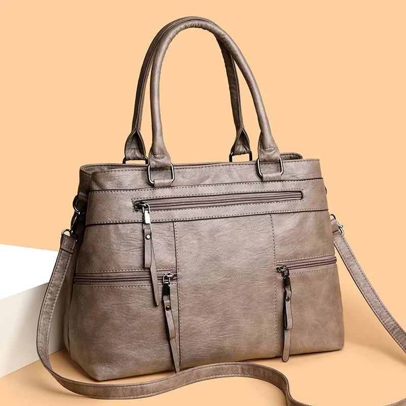 Stylish Large Capacity Soft Leather Tote Bag for Women Elegant Crossbody Shoulder Bag Commuter Handbag Khaki 36x15x26cm Scda2370d7eaa42f2bd03e31195930a91U Swag N Slay LTD