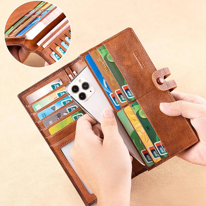 Anti RFID Casual Travel Men Long Wallet Vintage Brown Cow Genuine Leather Card Wallet for Birthday Gift Sd696f55b09af43148d195304c44ab1bfn Swag N Slay LTD