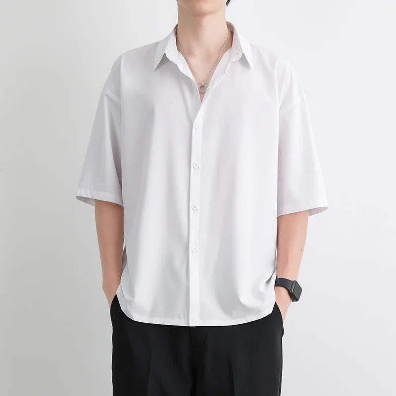 1pcs Summer Thin Men Short Sleeve Shirt Man Ice Silk Loose Style Shirt Male Fashion Casual Lapel Button-down Shirt Men Top S-3XL White Pack of 1 Sd814104c16dd4efbb573e4c59b1a6308j Swag N Slay LTD