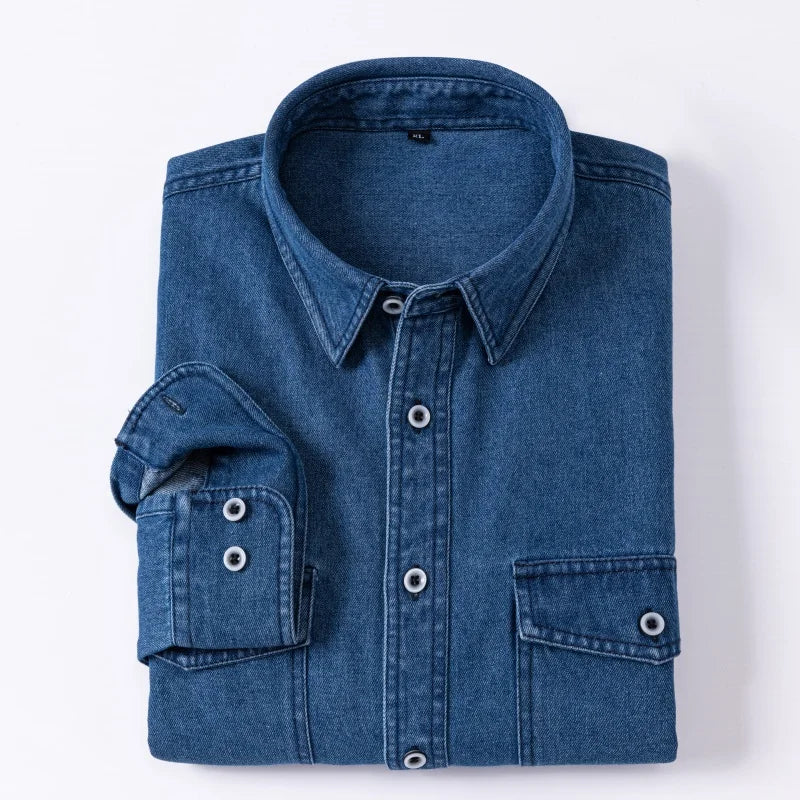 Daily Pure Cotton Double-pocket Denim Shirt Wrinkle-free Men's Casual Sports Top Trendy Comfortable Collared Shirt Men DarkBlue1 Sdd1096e557244d0baeea5c9adbbef786z Swag N Slay LTD