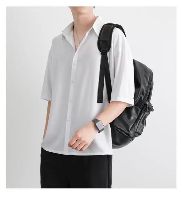 1pcs Summer Thin Men Short Sleeve Shirt Man Ice Silk Loose Style Shirt Male Fashion Casual Lapel Button-down Shirt Men Top S-3XL Sdd10ed9e15ad46279120b2902b0c81b5I Swag N Slay LTD