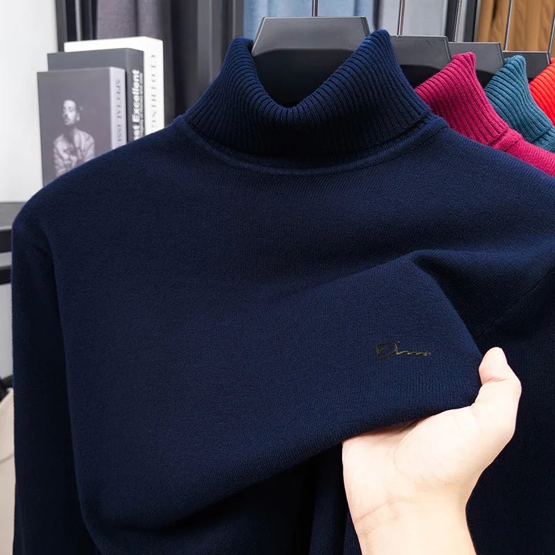 Quality Man Spring Long-Sleeved Knitwear Letter Print High Neck Hot Pullover Versatile Trend Leisure Warm Sweater Men's Clothing Navy Blue Sddd367b09c2547dfbd722f0be30196aeY Swag N Slay LTD