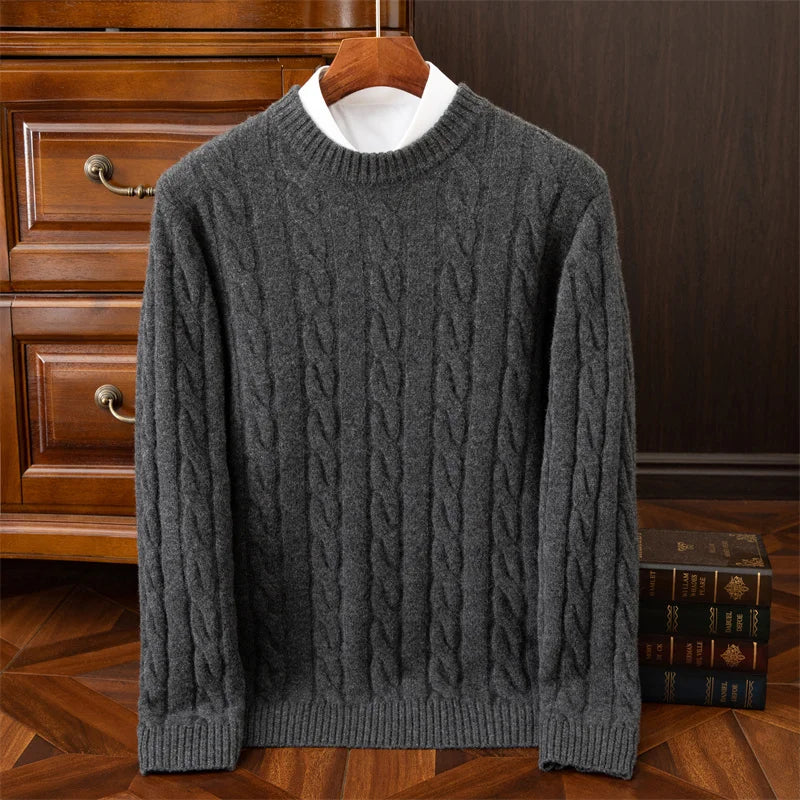 Autumn and winter new wool sweater men's round collar pure color pullover jacquard thick sweater loose cashmere sweater Dark Grey Sde10ef72f2b048de836dad12349089c59 Swag N Slay LTD