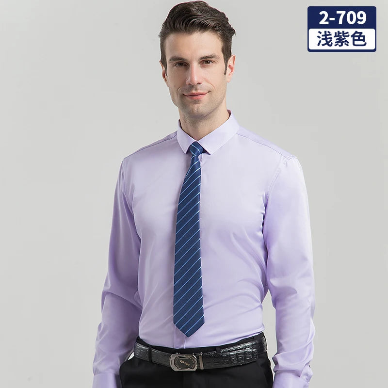 Men's long-sleeved shirt for business casual wear in spring, summer and autumn. Pure color, simple design, trendy and versatile. 4 Se05fef783d73407c8572a075d999dc0c2 Swag N Slay LTD