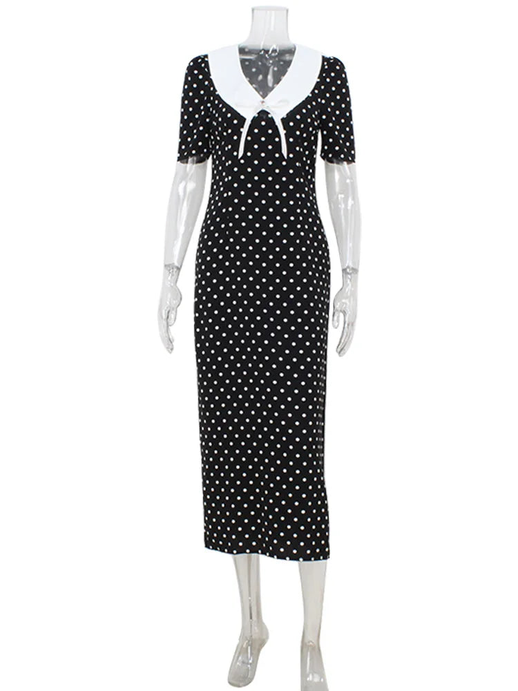 CNYISHE Dot Patchwork Hip Wrap Short Sleeve V Neck Elegant Women Dresses Sheath Fashion Sexy Club Bodycon Female Vestidos Robes Se114b20c397543f5b6360d309858534aw Swag N Slay LTD