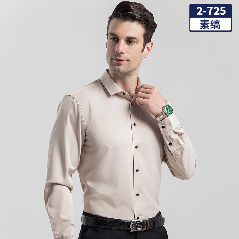 Men's long-sleeved shirt for business casual wear in spring, summer and autumn. Pure color, simple design, trendy and versatile. 9 Se3ac4a4e0b7740468c8418203c3b89e9Z Swag N Slay LTD