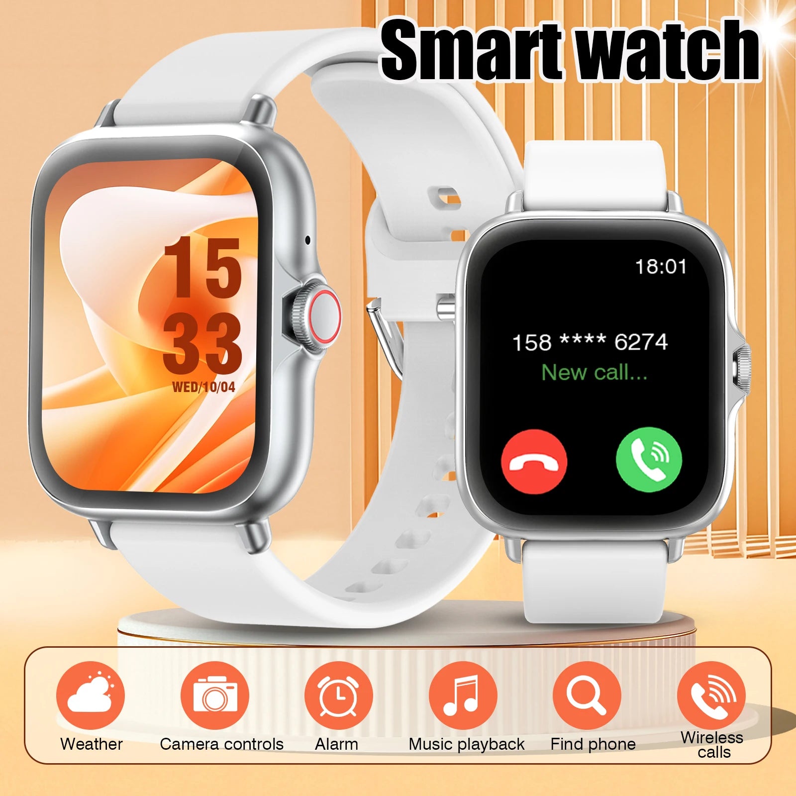 Smartwatch, Wireless Calling/dialing, Message Reminders, Multi-sport Mode, Music Playback, Suitable for IPhone/Android United States Silvery Se568271cc35f4d34a4a8afedfc6f8198g Swag N Slay LTD