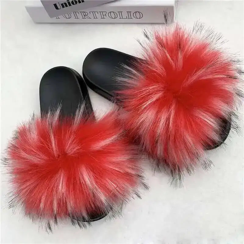 Summer Faux Fur Slippers Women Indoor Furry Fur Slides Female Plush Flip Flops Flats Sandals Casual Fluffy Slipper House Shoes Red 1 Se7fac8620e704abba1d192f42461d29fT Swag N Slay LTD