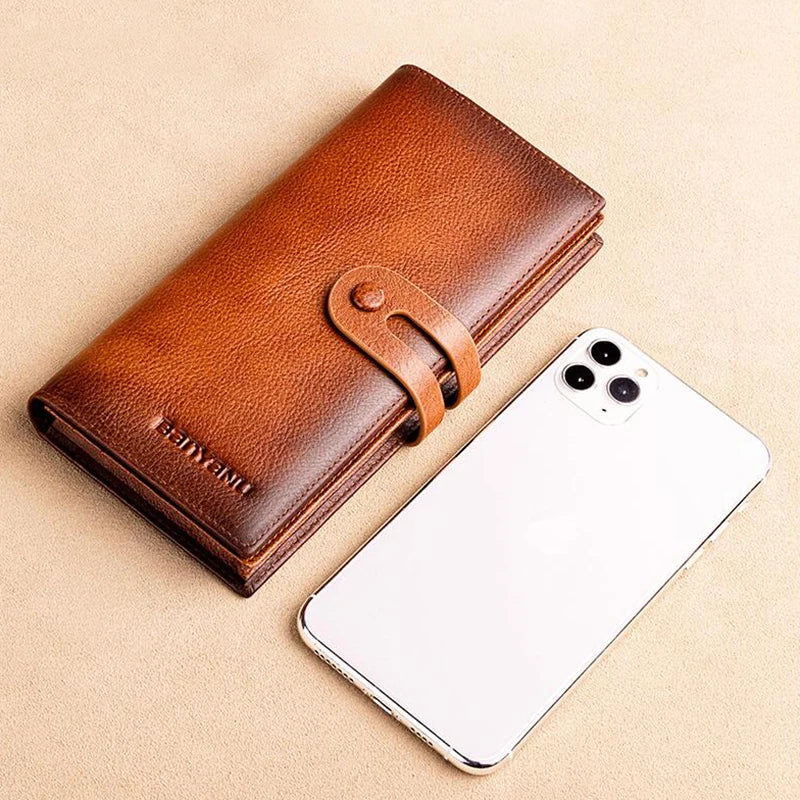 Anti RFID Casual Travel Men Long Wallet Vintage Brown Cow Genuine Leather Card Wallet for Birthday Gift Se841af8a393348029085459ef532e51bv Swag N Slay LTD
