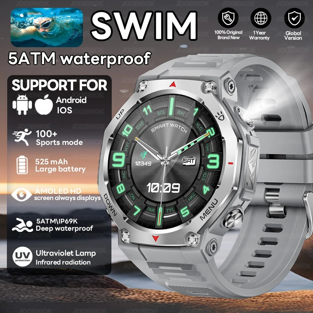 2026 New T-Rex 3 Military Outdoor Smart Watch Men 1.43-inch AMOLED Display 10ATM Waterproof 525mAh Battery GPS Smartwatch Man Silver Se8eaba9118ad40a8955657d5e090463dV Swag N Slay LTD